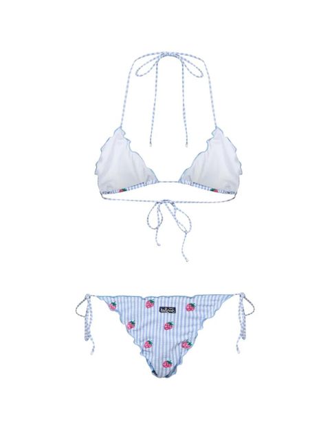 MC2 Saint Barth Sagitami strawberry-embroidered bikini - Blue - zdjęcie produktu nr 2