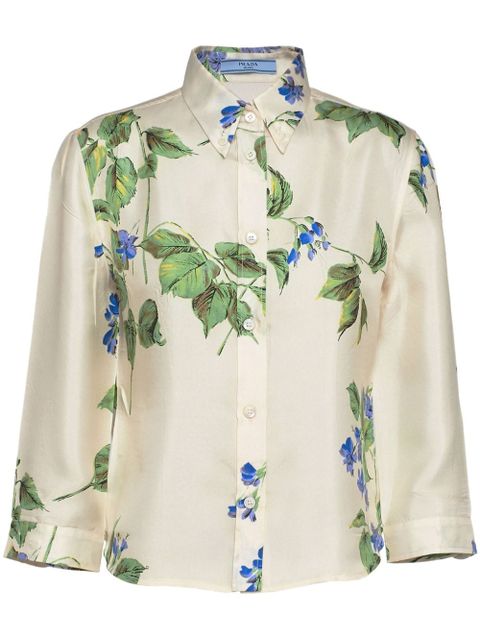 Prada floral-print silk shirt - Neutrals - zdjęcie produktu nr 1