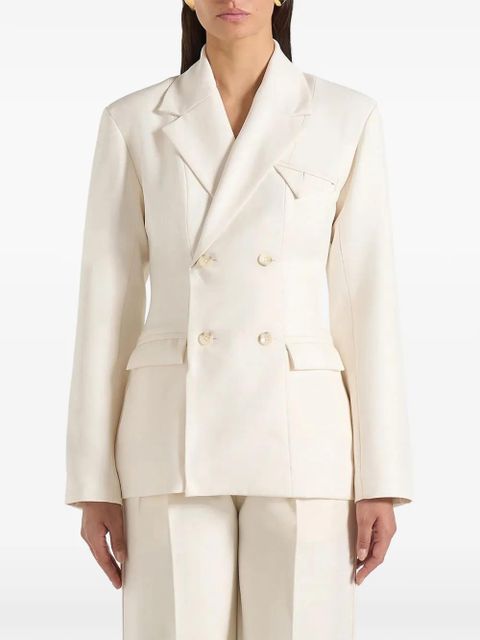 Manière De Voir Maia double-breasted marble-button blazer - Neutrals