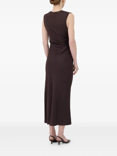 LouLou de Saison Roan draped metal-ornament midi dress - Brown