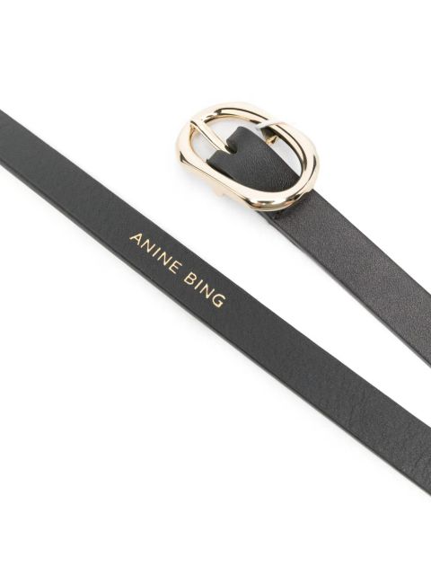ANINE BING leather buckle belt - Black