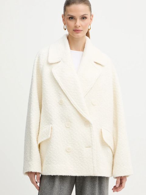 BOSS Orange płaszcz z dodatkiem wełny kolor biały 50548664