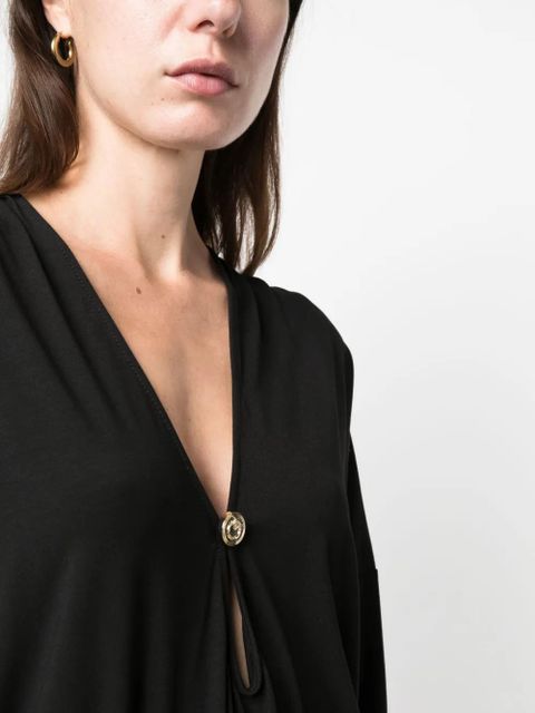 PINKO draped cut-out V-neck top - Black