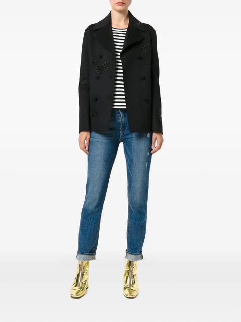 Valentino Garavani butterfly-embroidered coat - Black