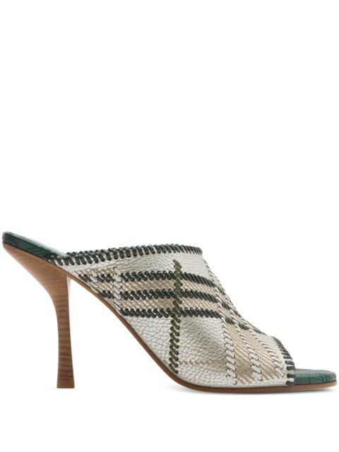 Burberry 90mm checked leather sandals - Silver - zdjęcie produktu nr 1