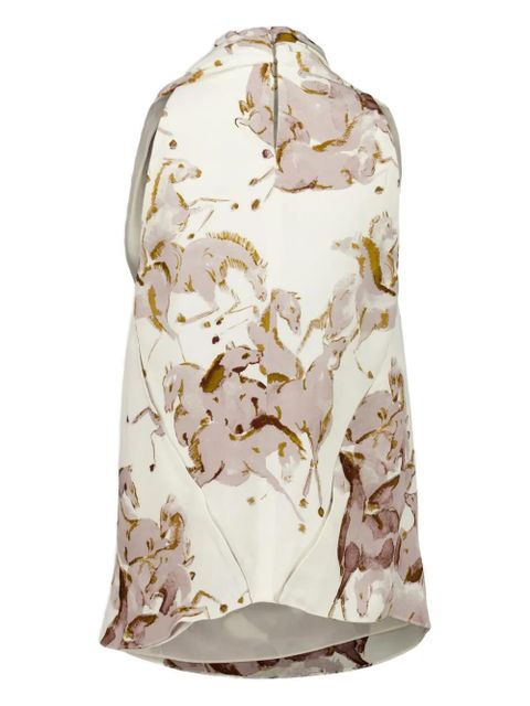 Altuzarra Sleary horse-print cowl-neck top - White