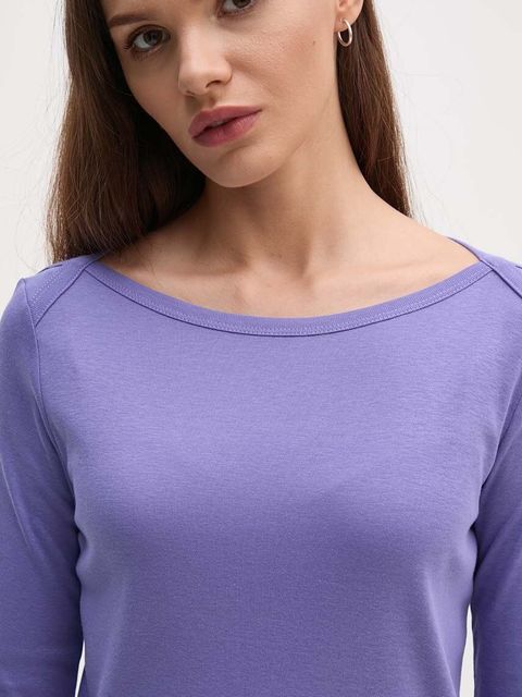 United Colors of Benetton longsleeve bawełniany kolor fioletowy