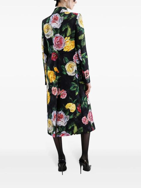 Dolce & Gabbana rose-print coat - Black
