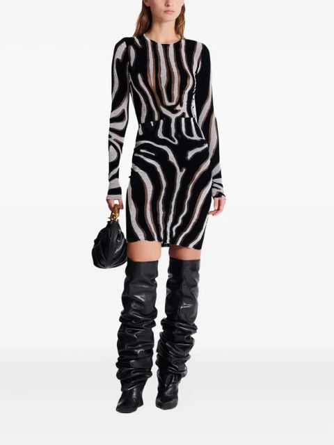 Balmain zebra-print velvet mini-skirt - Black - zdjęcie produktu nr 2