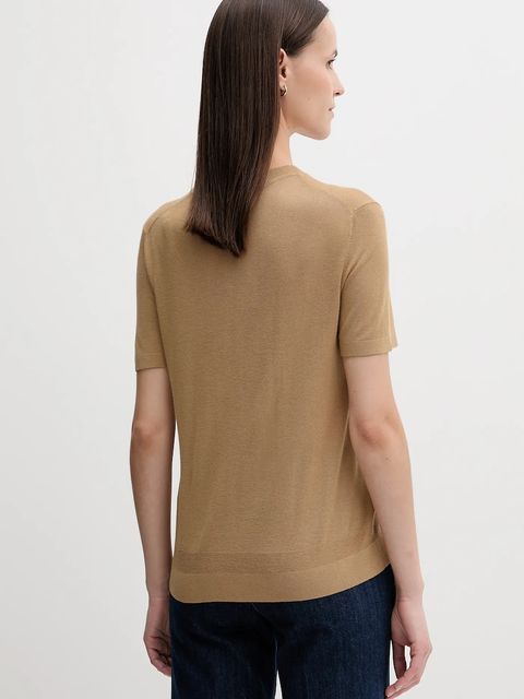 United Colors of Benetton t-shirt z jedwabiem damskie kolor beżowy 1ZRED10BK