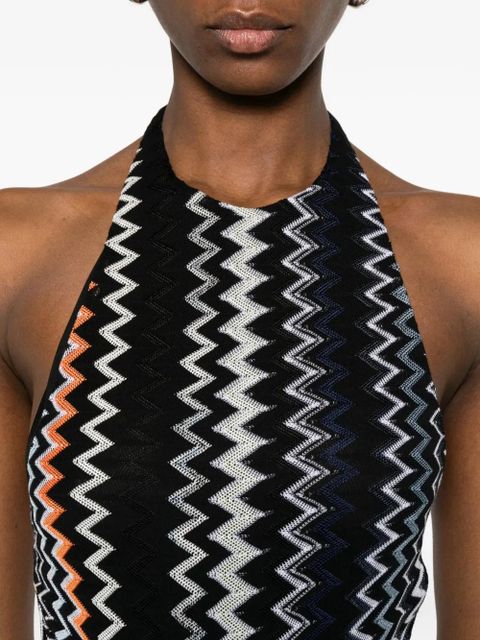 Missoni chevron-pattern halterneck maxi dress - Black
