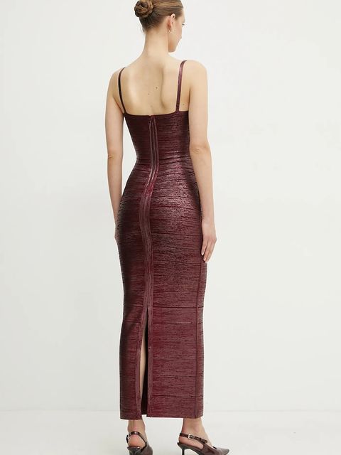 Herve Leger sukienka Gemma kolor bordowy maxi dopasowana HFL8503778