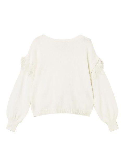 TWINSET feather-trim sweater - White