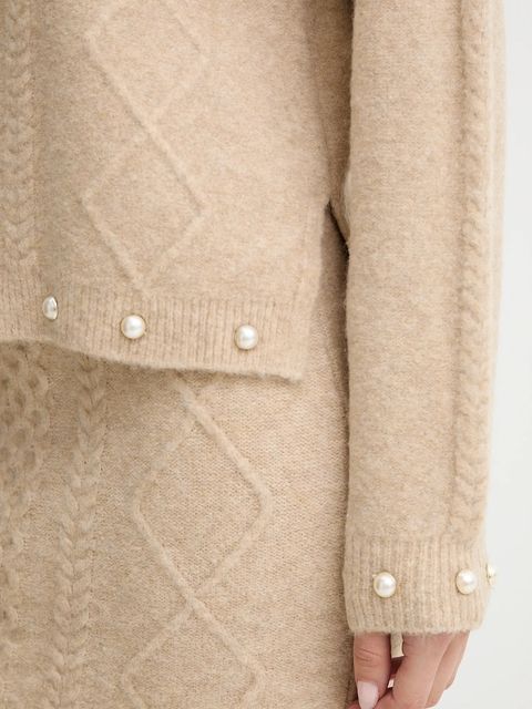 Twinset sweter z domieszką wełny damski kolor beżowy lekki 252AP3043