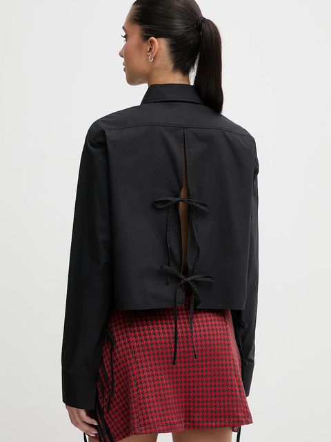 Karl Lagerfeld Jeans koszula bawełniana damska kolor czarny regular z kołnierzykiem klasycznym B1W11027