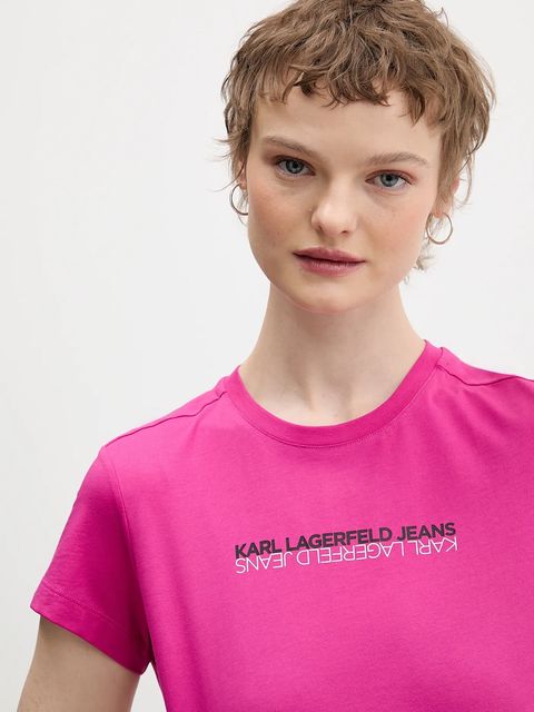 Karl Lagerfeld Jeans t-shirt bawełniany damski kolor różowy B1W17053