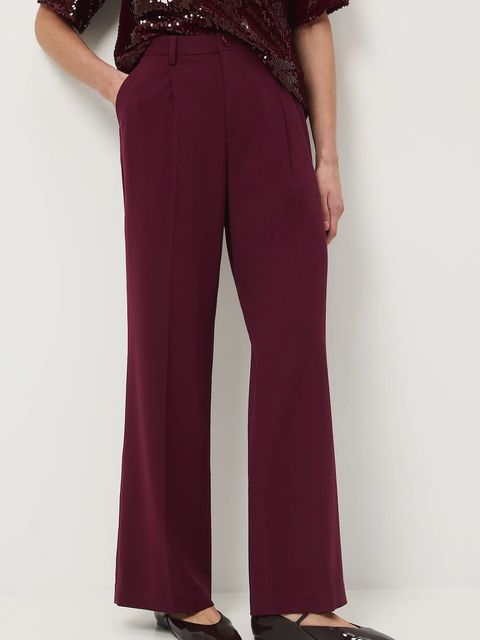 Medicine spodnie damskie kolor bordowy szerokie medium waist - zdjęcie produktu nr 1