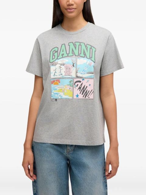 GANNI graphic-print T-shirt - Grey