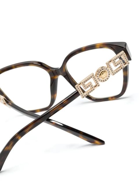 Versace Eyewear Greca square-frame glasses - Brown