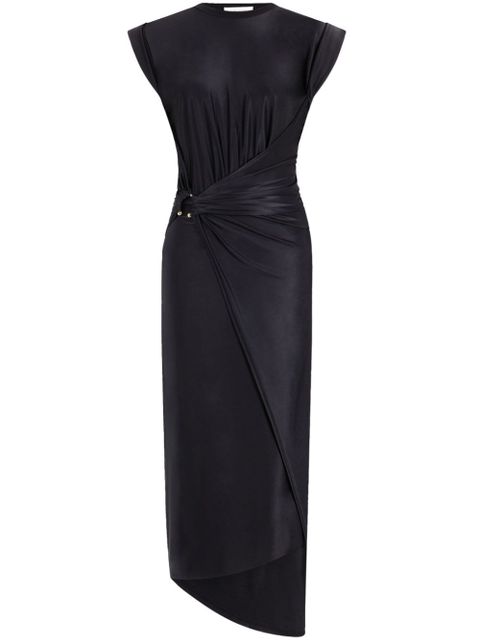 Rabanne gathered-detail draped midi dress - Black - zdjęcie produktu nr 1
