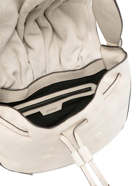 ISABEL MARANT Bolton ruched bead-embellished shoulder bag - Neutrals