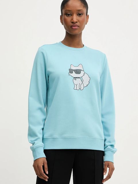 Karl Lagerfeld bluza IKON damska kolor niebieski z nadrukiem A3W20066 - zdjęcie produktu nr 1