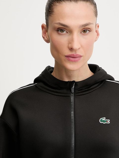 Lacoste bluza damska kolor czarny z kapturem SF8641
