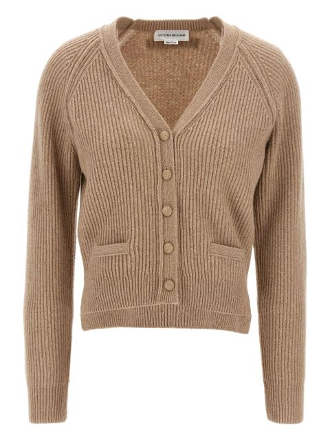 Victoria Beckham stepped-hem ribbed cardigan - Neutrals - zdjęcie produktu nr 1