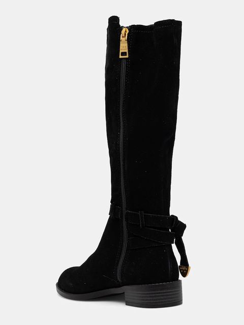 Steve Madden kozaki zamszowe Xtreme damskie kolor czarny na płaskim obcasie 11005013