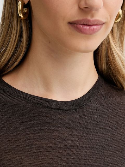 Liviana Conti sweter wełniany damski kolor brązowy lekki L5WA06