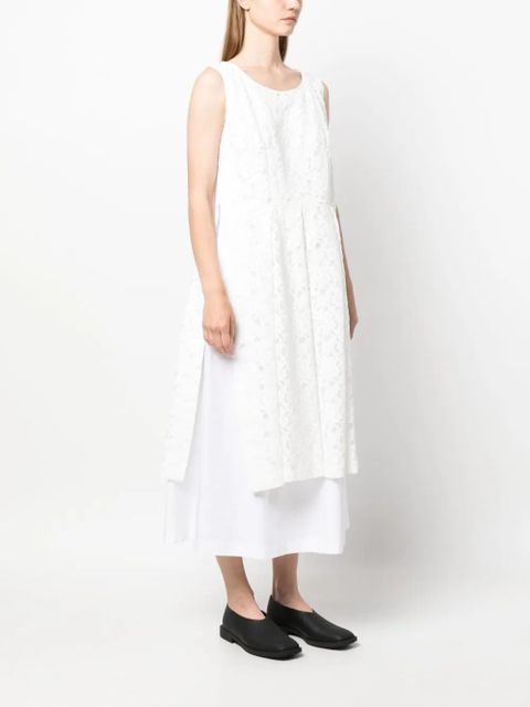 Comme Des Garçons lace-overlay midi dress - White