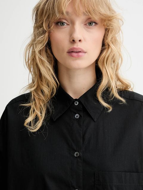 Marc O'Polo koszula damska kolor czarny relaxed z kołnierzykiem klasycznym 508113442221 - zdjęcie produktu nr 2