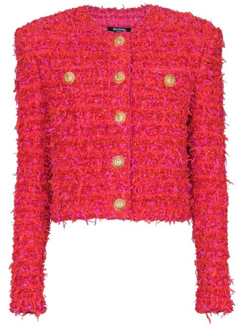 Balmain cropped tweed jacket - Red - zdjęcie produktu nr 1