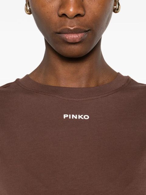 PINKO logo-appliqué T-shirt - Brown