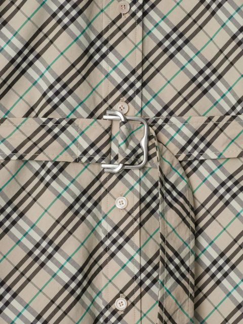 Burberry check cotton shirt mini dress - Neutrals