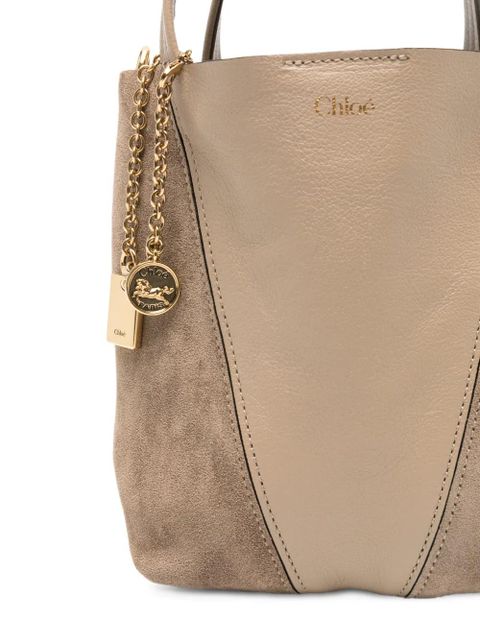 Chloé small suede grained leather tote bag - Neutrals