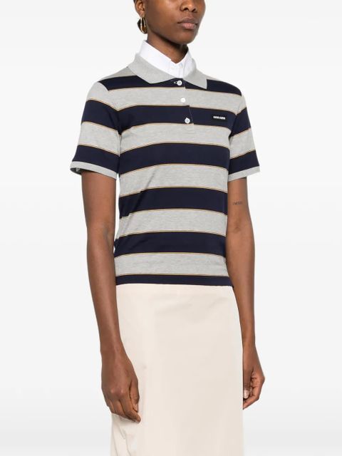 Miu Miu striped logo polo top - Grey