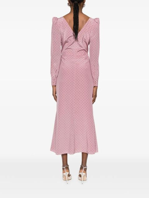 Alessandra Rich ruffled-detail polka-dot mdi dress - Pink