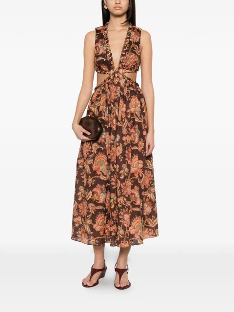 ZIMMERMANN ZIM ASTER MIDI DRESS CHOCOLATE JACOBEAN - Brown - zdjęcie produktu nr 2