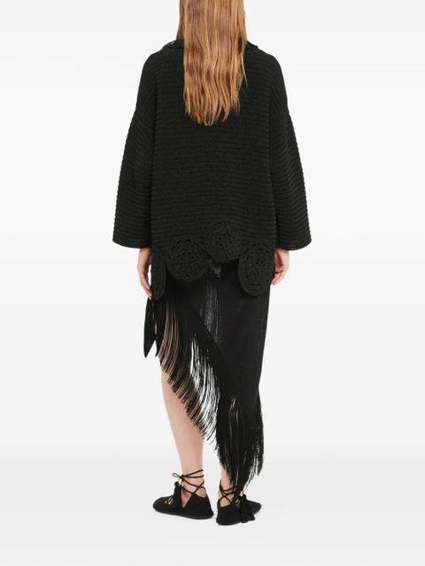 Alanui Island Memories fringed cardi-coat - Black