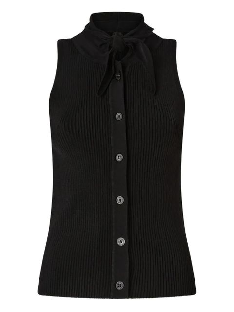 PINKO bow-tie button-down knitted blouse - Black - zdjęcie produktu nr 1