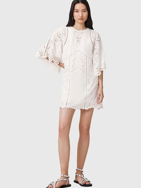 AllSaints sukienka bawełniana LUCI kolor biały mini prosta W138DC - zdjęcie produktu nr 1