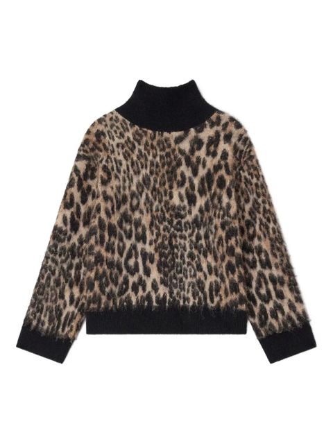 GANNI open-back leopard-print sweater - Neutrals