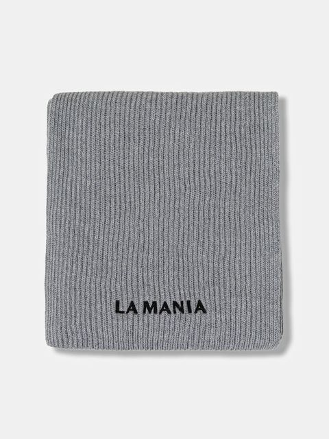 La Mania szalik wełniany MERINOWOOL damski kolor szary gładki MERINOWOOL - zdjęcie produktu nr 2