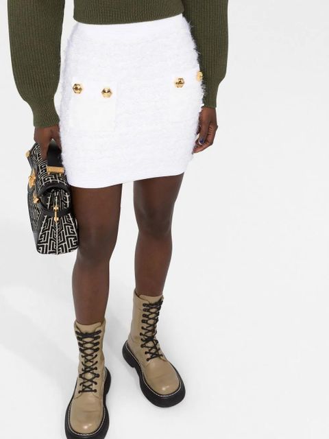 Balmain fitted tweed mini skirt - White