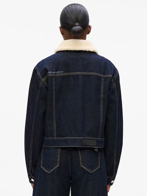 Karl Lagerfeld kurtka jeansowa bawełniana IKON kolor granatowy przejściowa A4W14025 - zdjęcie produktu nr 2