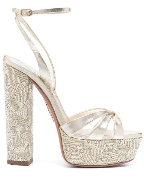 Aquazzura 150mm beaded sandals - Gold