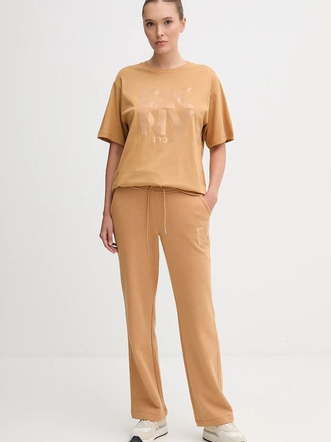 Dkny t-shirt bawełniany damski kolor brązowy DP5T1470 - zdjęcie produktu nr 2