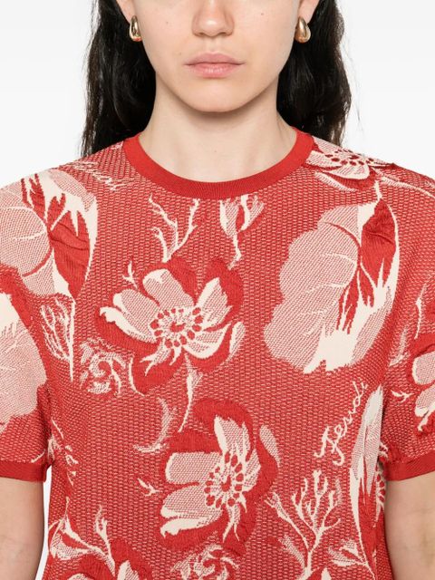FENDI floral-pattern short-sleeved T-shirt - Red