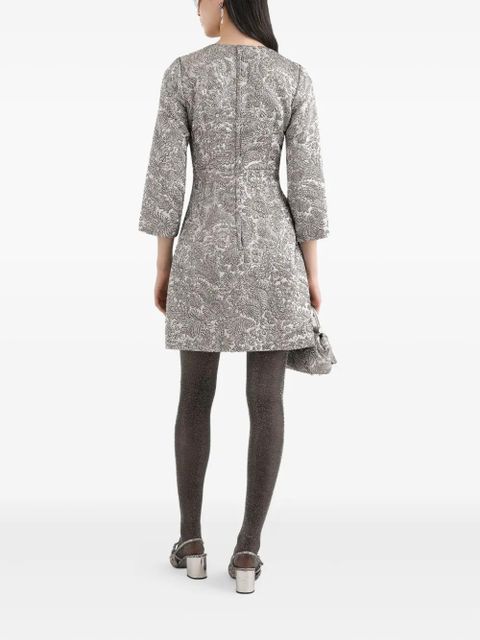 Dolce & Gabbana floral-jacquard lamé mini dress - Silver